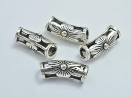 1pcs 925 Sterling Silver Tube-Antique Silver, Filigree Curved Tube, 6x17mm-RainbowBeads
