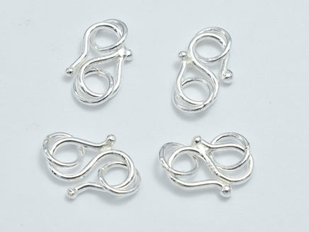 4pcs 925 Sterling Silver S Clasps, S Hook Clasp Connector, S Clasp, 9x6mm-RainbowBeads