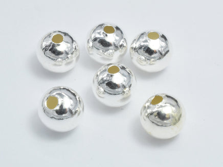 6pcs 925 Sterling Silver Beads, 6mm, Round Beads, Hole 1.5mm-RainbowBeads