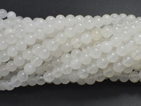 White Jade Beads, Round, 6mm (6.4mm), 15 Inch-RainbowBeads