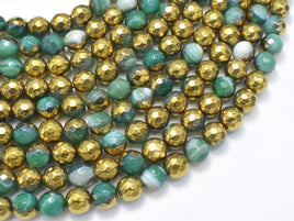 Mystic Coated Banded Agate-Green & Gold, 6mm, Faceted-RainbowBeads