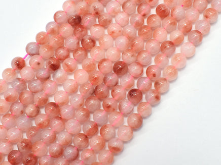 Jade - Peach White 6mm (6.3mm) Round-RainbowBeads