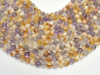 Amethyst, Citrine, 8mm Round Beads, 15 Inch-RainbowBeads