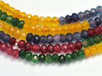 Jade - Multi Color 3x4mm Faceted Rondelle, 14 Inch-RainbowBeads