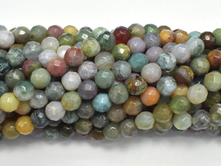 Indian Agate Beads, Fancy Jasper Beads, 6mm Faceted Round Beads-RainbowBeads