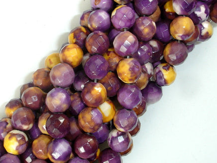 Rain Flower Stone, Purple, Yellow, 8mm Faceted Round Beads-RainbowBeads