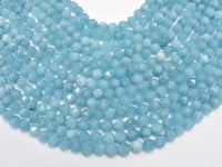 Jade - Aquamarine, 8mm Faceted Star Cut Round-RainbowBeads