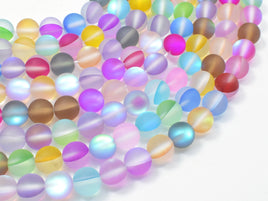 Matte Mystic Aura Quartz-Multi, 8mm (8.5mm) Round-RainbowBeads