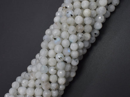 White Rainbow Moonstone, 6mm (6.5mm), Faceted Round-RainbowBeads