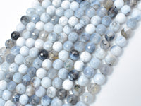 Dragon Vein Agate Beads, Gray & White, 6mm Faceted Round Beads-RainbowBeads