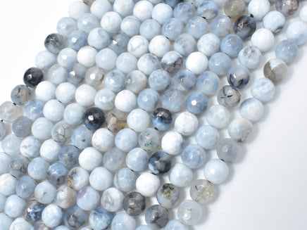 Dragon Vein Agate Beads, Gray & White, 6mm Faceted Round Beads-RainbowBeads