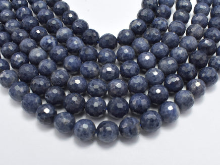 Blue Sapphire Beads, 6mm (6.4mm) Faceted Round, 18 Inch-RainbowBeads