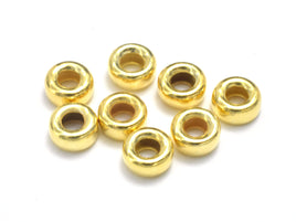 15pcs 24K Gold Vermeil Beads, 4.5mm Rondelle Spacer, 925 Sterling Silver Beads-RainbowBeads