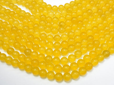 Jade Beads-Yellow, 10mm Round Beads-RainbowBeads