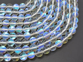 Mystic Aura Quartz-White, 6mm (6.5mm) Round Beads-RainbowBeads