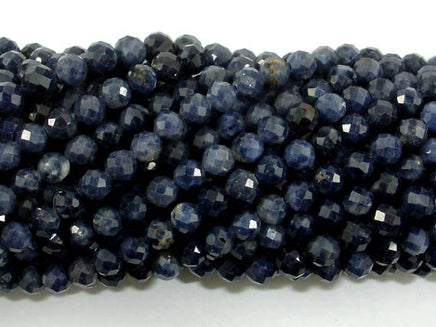 Blue Sapphire Beads, 3mm(3.5mm) Faceted Round, 15.5 Inch-RainbowBeads