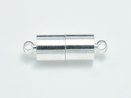 10pcs 6x19mm Magnetic Cylinder Clasp-Silver, Plated Brass-RainbowBeads