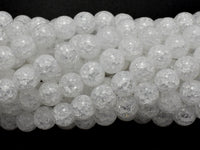 Crackle Clear Quartz Beads, 8mm Round Beads-RainbowBeads