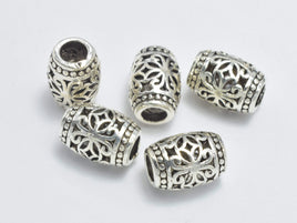4pcs 925 Sterling Silver Beads-Antique Silver, 5x7.5mm Drum Beads-RainbowBeads