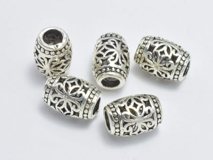 4pcs 925 Sterling Silver Beads-Antique Silver, 5x7.5mm Drum Beads-RainbowBeads
