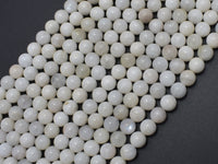 White Moonstone, 6mm (6.5mm) Round-RainbowBeads