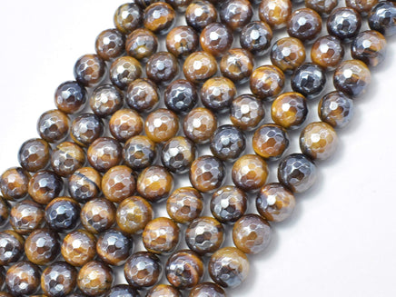 Mystic Coated Tiger Eye Beads, 8mm Faceted, AB Coated-RainbowBeads