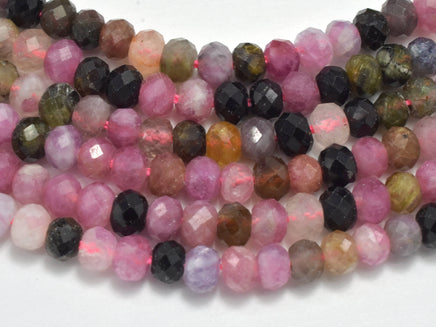 Watermelon Tourmaline Beads, 2.8x4mm Micro Faceted Rondell-RainbowBeads