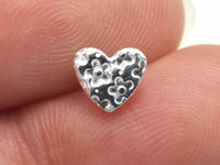 10pcs (5pairs) 925 Sterling Silver Heart Pad Earring Stud Post, 6.6x5.8mm Heart Pad-RainbowBeads