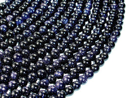 Blue Goldstone Beads, 5.8mm Round Beads-RainbowBeads