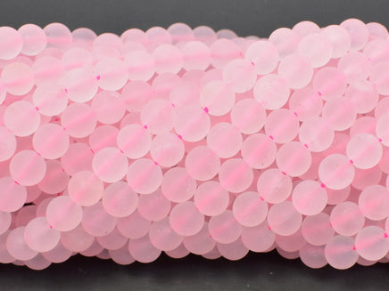 Matte Rose Quartz Beads, 6mm (6.5mm) Round beads-RainbowBeads
