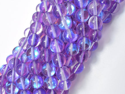 Mystic Aura Quartz-Purple, 8mm (8.5mm) Round Beads-RainbowBeads