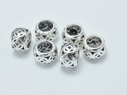 4pcs 925 Sterling Silver Beads-Antique Silver, Filigree Rondelle Beads, Big Hole Spacer Beads, 7x4.8mm-RainbowBeads