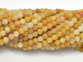 Matte Yellow Jade Beads, 4mm (4.8mm), Round Beads-RainbowBeads