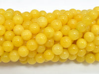 Jade - Yellow, 8mm, Round, 15 Inch-RainbowBeads