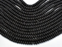Black Lava Beads, 4x6mm Rondelle Beads-RainbowBeads