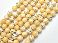 Mother of Pearl , MOP, Light Brown, 8mm Round-RainbowBeads