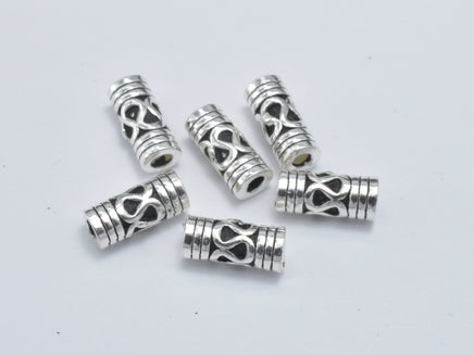 4pcs 925 Sterling Silver Beads-Antique Silver, 3.5x8.5mm Tube Beads-RainbowBeads