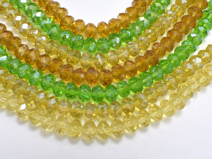 3 strands Crystal Glass Beads, 4x6mm Faceted Rondell Beads, 8 Inch-RainbowBeads
