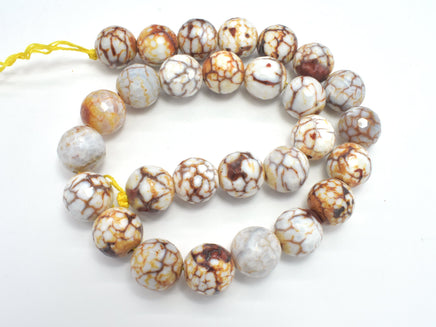 FIRE AGATE BEADS, 14MM FACETED ROUND-RainbowBeads