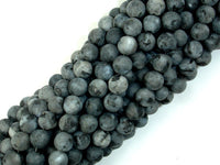Matte Black Labradorite Beads, Matte Larvikite, 6mm Round Beads-RainbowBeads