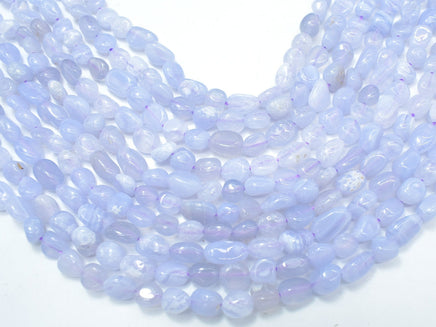 Blue Lace Agate, Blue Chalcedony, Approx 6x8mm Nugget Beads-RainbowBeads