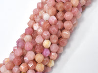 Jade - Peach, 8mm Faceted Star Cut Round-RainbowBeads