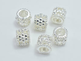 4pcs 925 Sterling Silver Beads, 5x4.5mm Tube Beads, Big Hole Filigree Beads-RainbowBeads