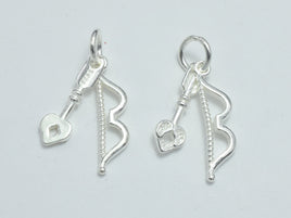 2sets 925 Sterling Silver Charms, Bow and Arrow Charms, Bow 19x5mm, Arrow 16x5mm-RainbowBeads