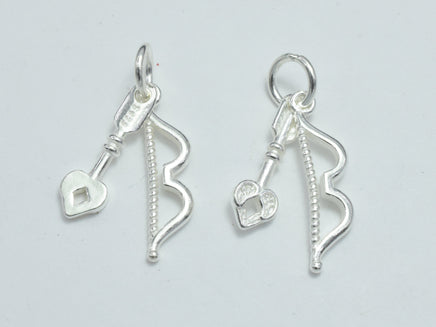 2sets 925 Sterling Silver Charms, Bow and Arrow Charms, Bow 19x5mm, Arrow 16x5mm-RainbowBeads