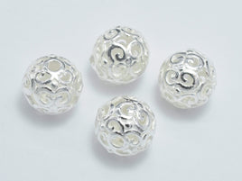 2pcs 8.5mm 925 Sterling Silver Beads, 8.5mm Filigree Round Beads-RainbowBeads