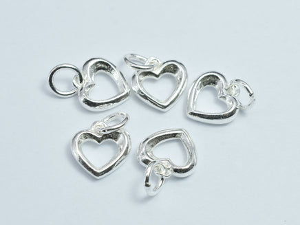 2pcs 925 Sterling Silver Heart Charm, 9.5mm-RainbowBeads