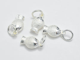 2pcs 925 Sterling Silver Charms, Fish Charms, 12x6.8mm-RainbowBeads