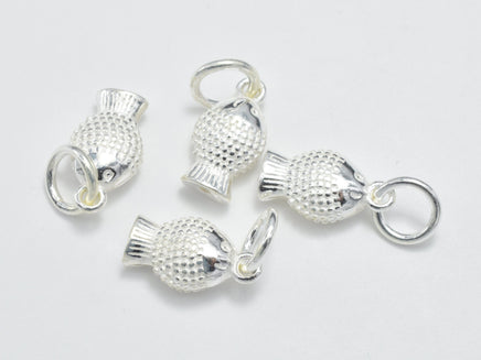 2pcs 925 Sterling Silver Charms, Fish Charms, 12x6.8mm-RainbowBeads