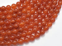 Jade - Orange, 8mm, Round-RainbowBeads